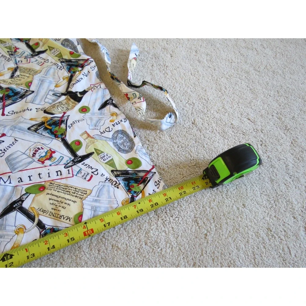 Martini Wine Glass Kitchen Apron Multicolor Cotton Made in Italy